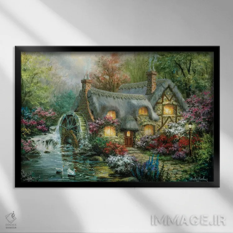 تابلو اقامتگاه روستایی اثر نیکی بومه - نمای قابدار مشکی