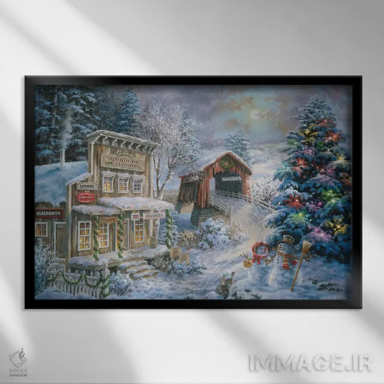 تابلو خرید روستایی اثر نیکی بومه - نمای قابدار مشکی