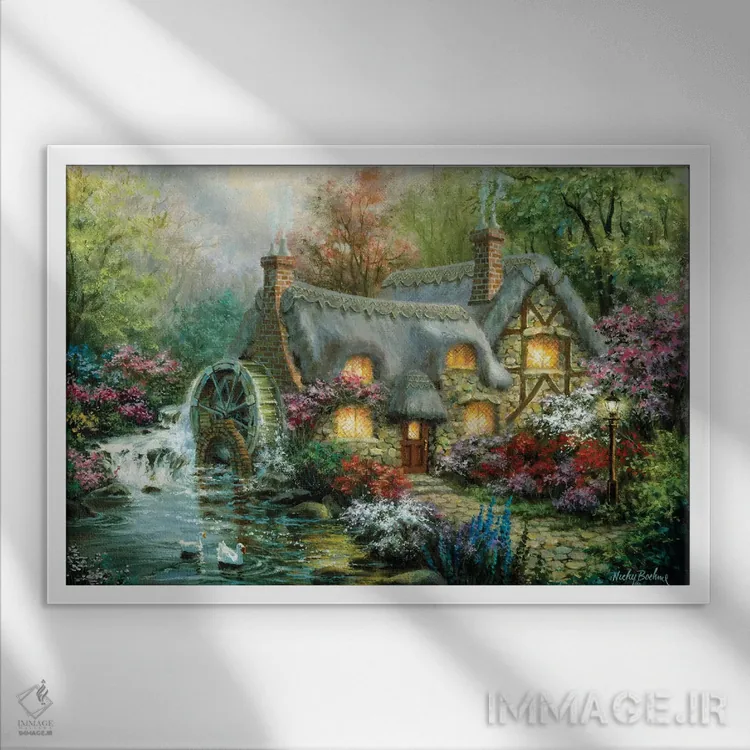 تابلو اقامتگاه روستایی اثر نیکی بومه - نمای قابدار سفید