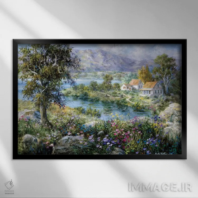 تابلو کلبهٔ افسونشده اثر نیکی بومه - نمای قابدار مشکی