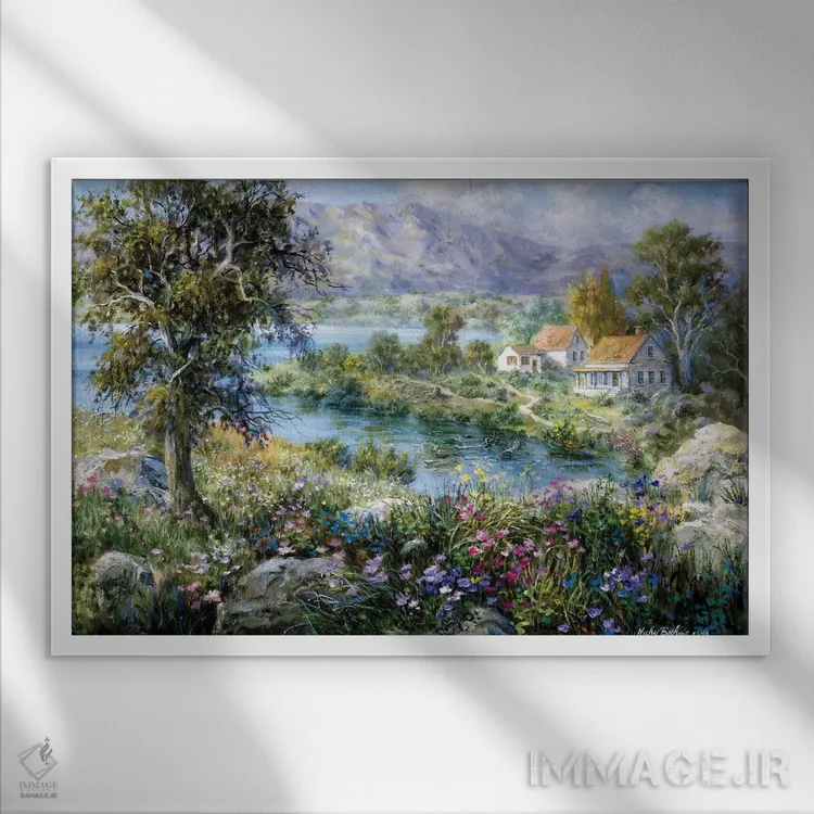 تابلو کلبهٔ افسونشده اثر نیکی بومه - نمای قابدار سفید