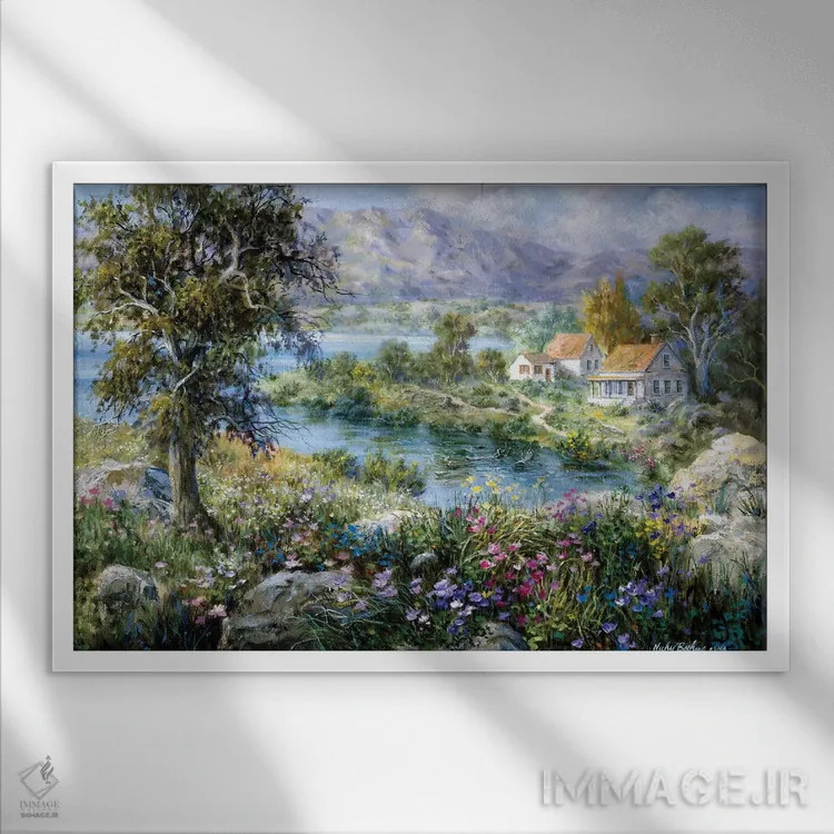 تابلو کلبهٔ افسونشده اثر نیکی بومه - نمای قابدار سفید