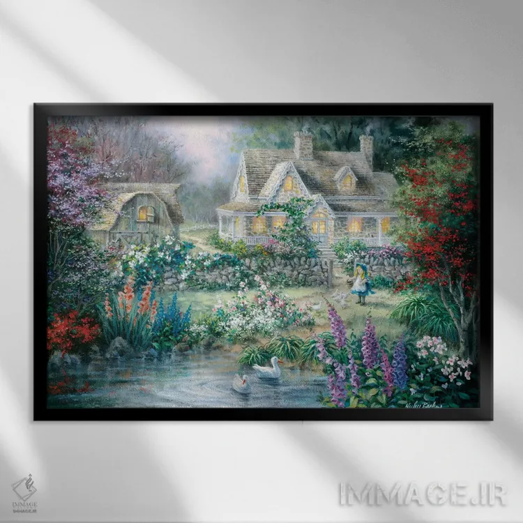 تابلو غذا دادن به غازها اثر نیکی بومه - نمای قابدار مشکی