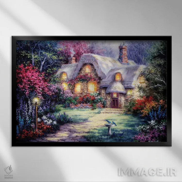 تابلو کلبهٔ باغی اثر نیکی بومه - نمای قابدار مشکی