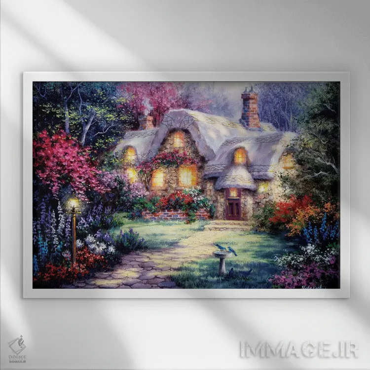 تابلو کلبهٔ باغی اثر نیکی بومه - نمای قابدار سفید