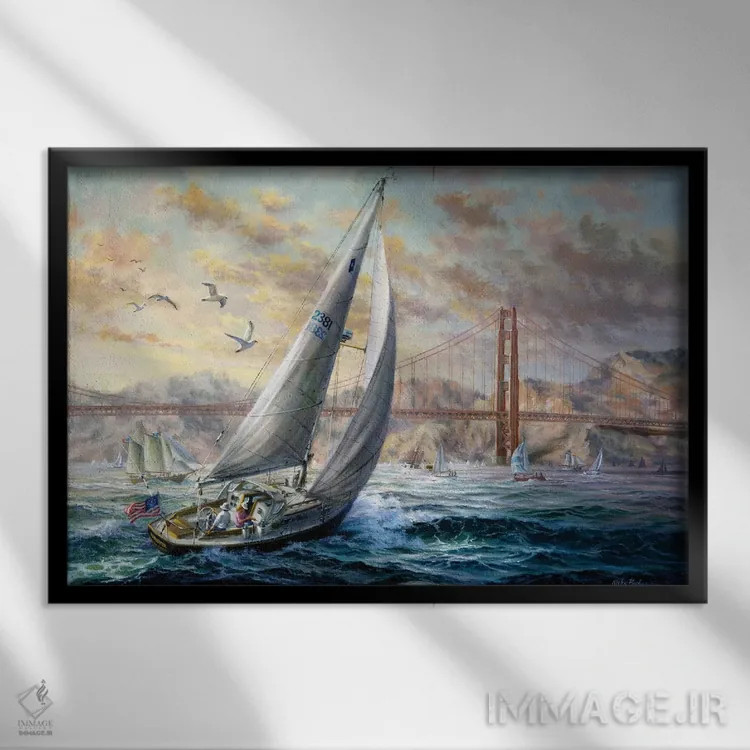 تابلو گلدن گیت (دروازه طلایی) اثر نیکی بومه - نمای قابدار مشکی