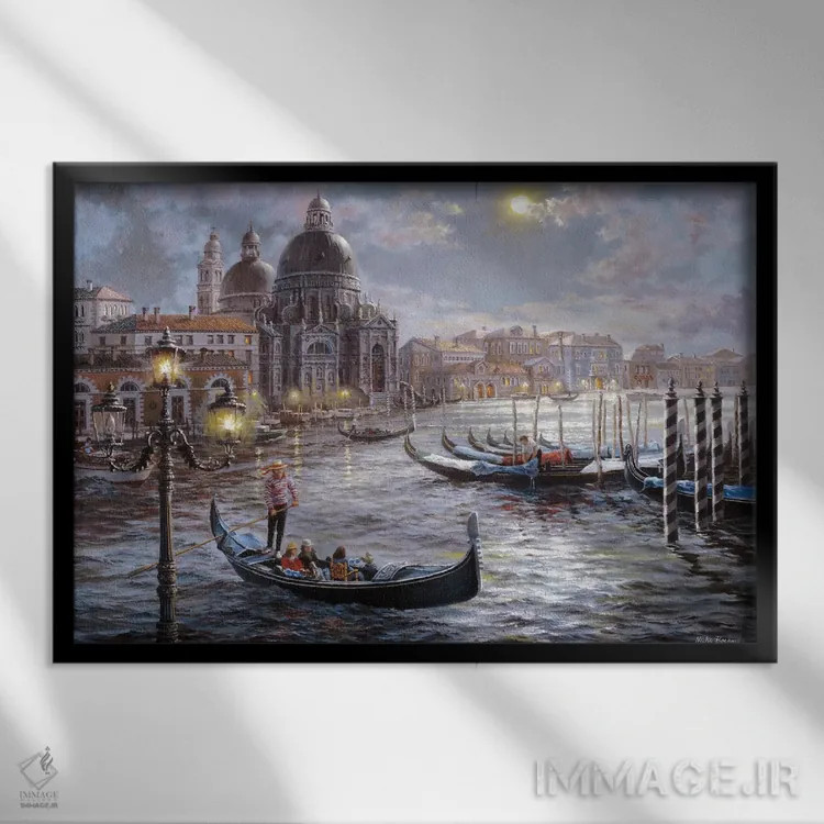 تابلو گراند کانال ونیز (ایتالیا) اثر نیکی بومه - نمای قابدار مشکی