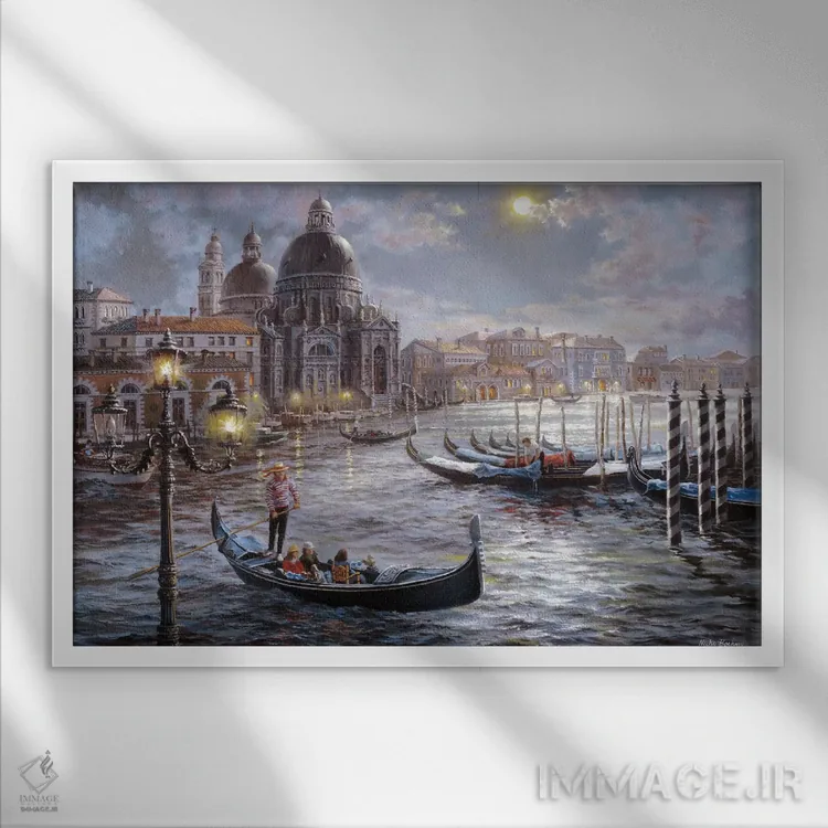 تابلو گراند کانال ونیز (ایتالیا) اثر نیکی بومه - نمای قابدار سفید