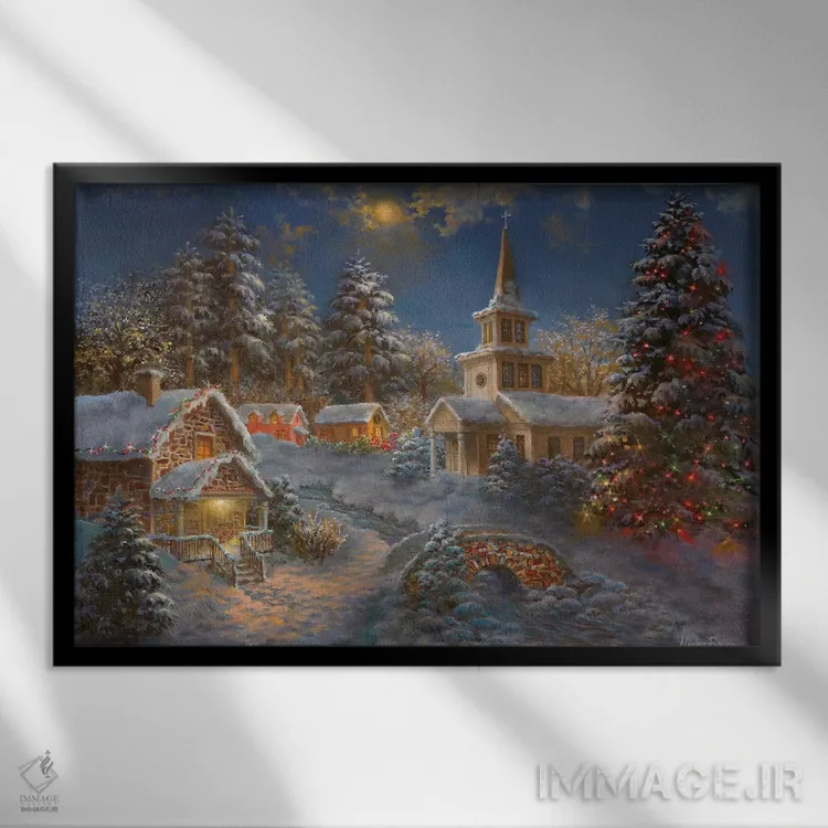 تابلو روحیههای شاد در انتظار کریسمس اثر نیکی بومه - نمای قابدار مشکی