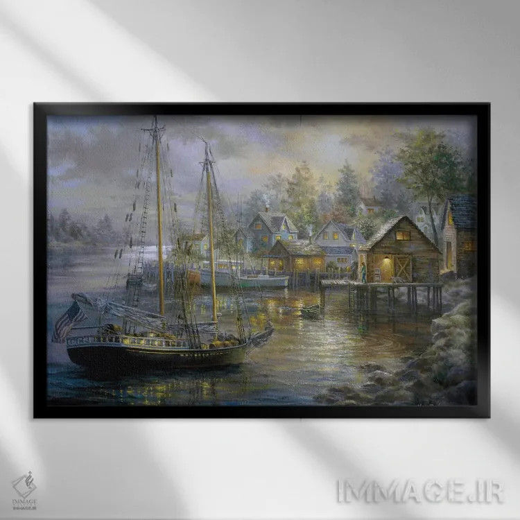 تابلو شهر بندری اثر نیکی بومه - نمای قابدار مشکی