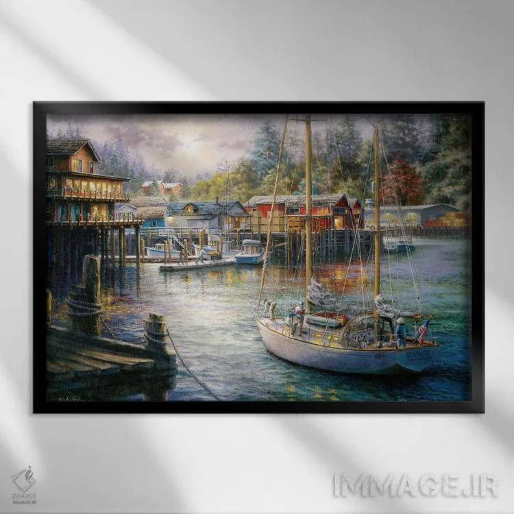 تابلو بندر اثر نیکی بومه - نمای قابدار مشکی