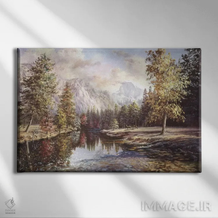 تابلو سیراهای بلند (کوهستان) اثر نیکی بومه - نمای روبهرو روی دیوار