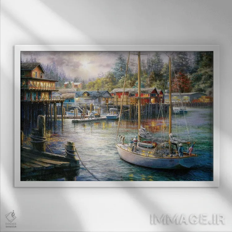 تابلو بندر اثر نیکی بومه - نمای قابدار سفید