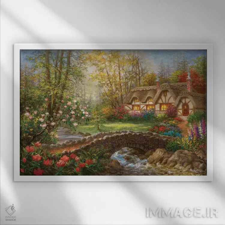 تابلو خانهٔ عزیز من اثر نیکی بومه - نمای قابدار سفید