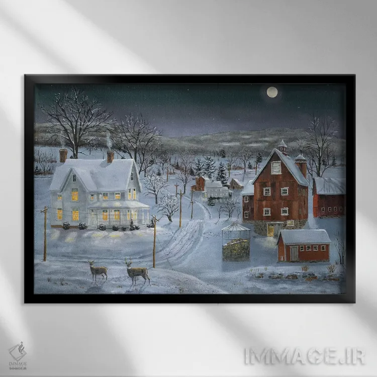 تابلو شب عاشقانه اثر باب فِر - نمای قابدار مشکی