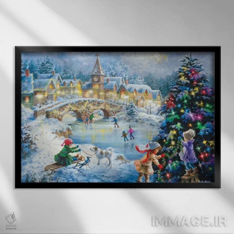 تابلو جشن شاد اثر نیکی بومه - نمای قابدار مشکی