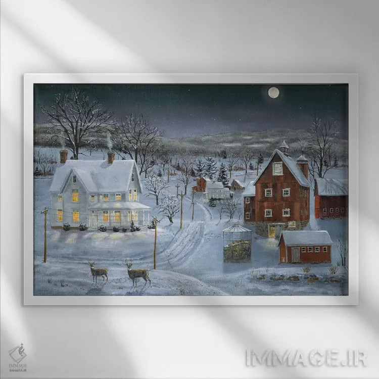 تابلو شب عاشقانه اثر باب فِر - نمای قابدار سفید