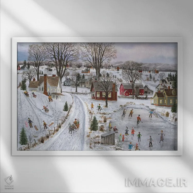 تابلو سورتمه و اسکیت اثر باب فِر - نمای قابدار سفید