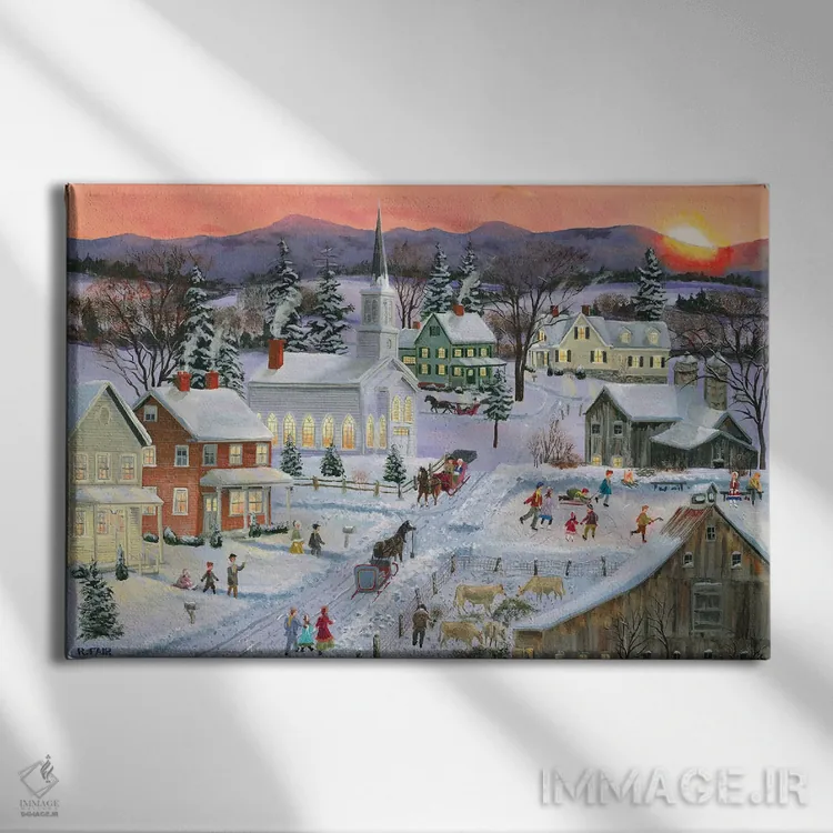 تابلو غروب زمستانی اثر باب فِر - نمای روبهرو روی دیوار