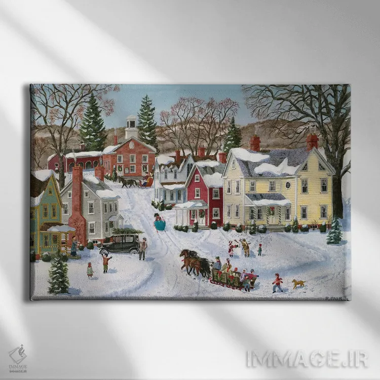 تابلو سورتمهٔ کریسمسی اثر باب فِر - نمای روبهرو روی دیوار