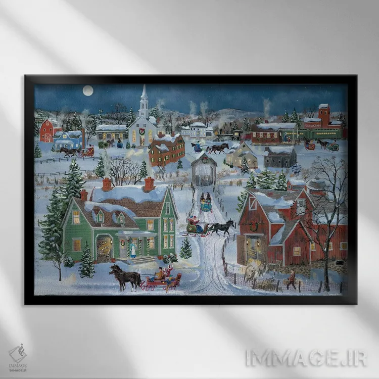 تابلو بازگشت به خانه برای کریسمس اثر باب فِر - نمای قابدار مشکی