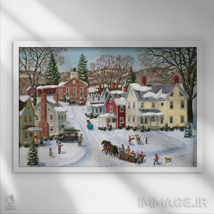 تابلو سورتمهٔ کریسمسی اثر باب فِر - نمای قابدار سفید