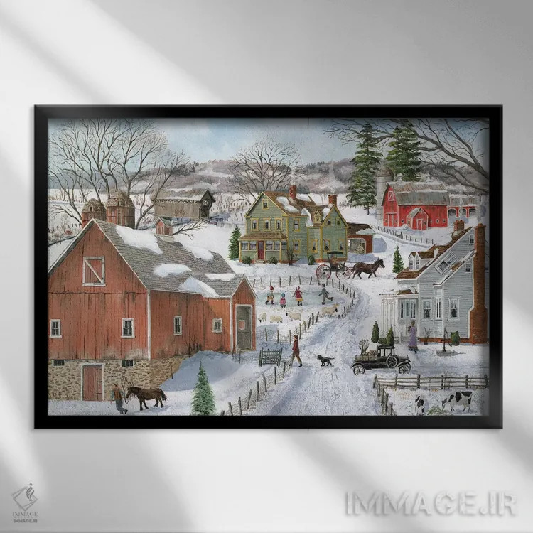 تابلو زندگی در مزرعه اثر باب فِر - نمای قابدار مشکی