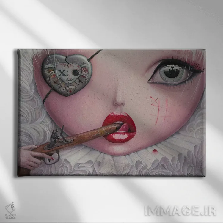 تابلو عشق آهسته میکشد چهار اثر آدریان بوردَا - نمای روبهرو روی دیوار