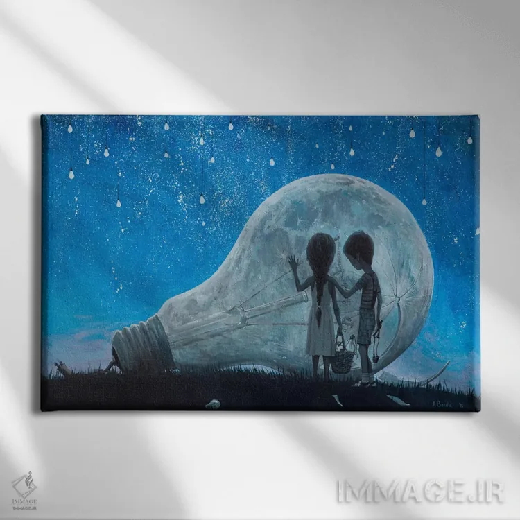 تابلو شبی که ماه را شکستیم اثر آدریان بوردَا - نمای روبهرو روی دیوار