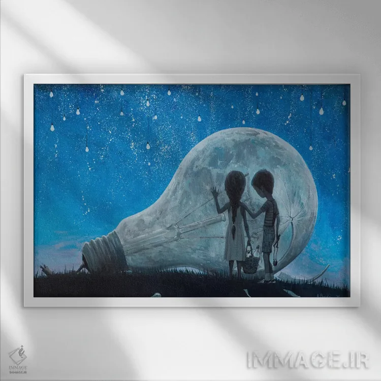 تابلو شبی که ماه را شکستیم اثر آدریان بوردَا - نمای قابدار سفید