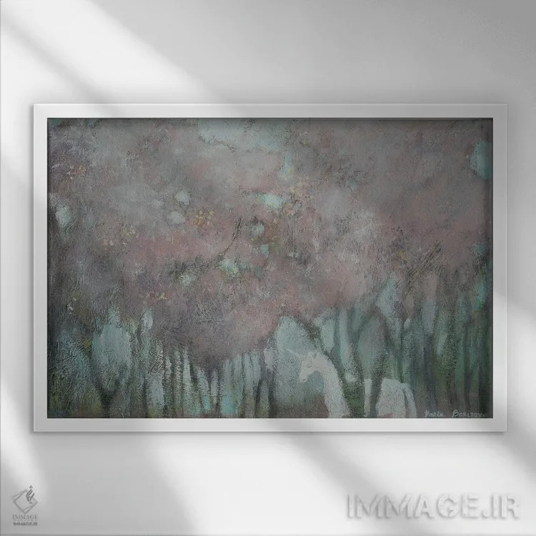 تابلو شکوفه گیلاس اثر داریا بوریسووا - نمای قابدار سفید