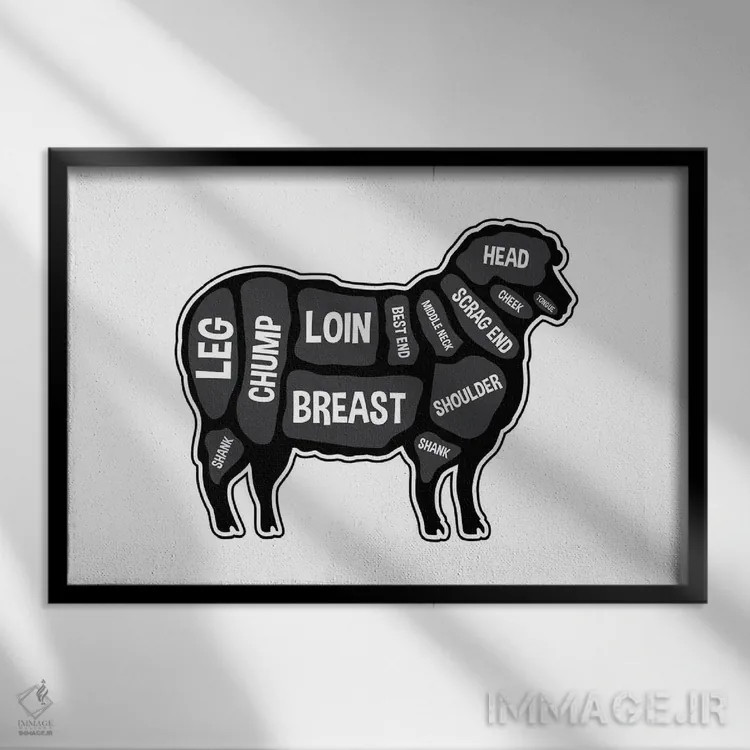 تابلو طرح قصابی بره اثر پرینتهای بنتون پارک (استودیو/گالری هنری) - نمای قابدار مشکی