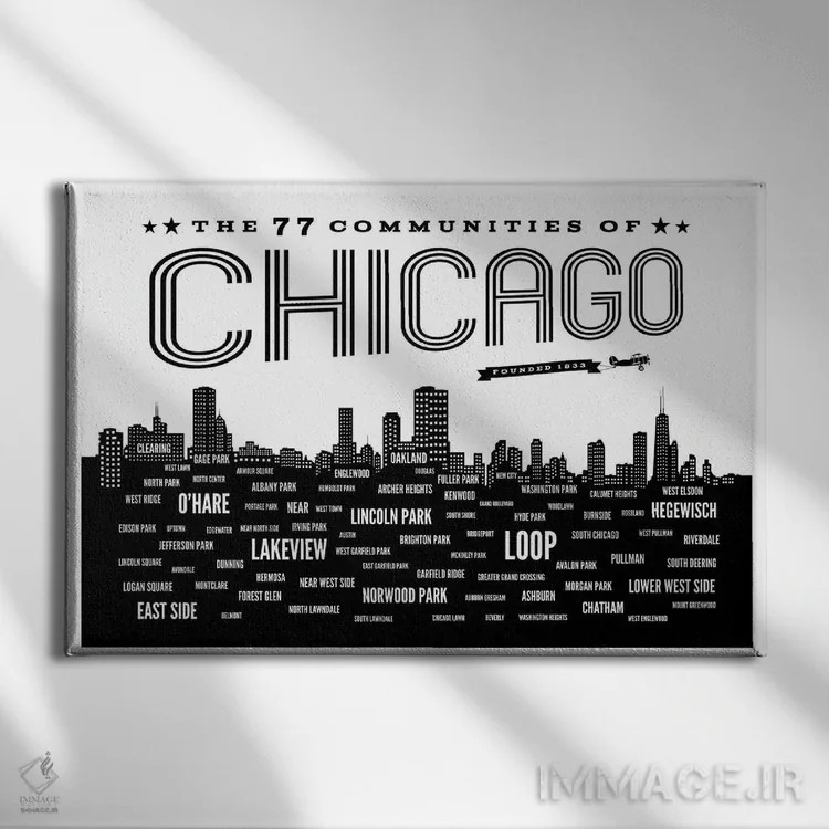 تابلو اجتماعات شیکاگو اثر پرینتهای بنتون پارک (استودیو/گالری هنری) - نمای روبهرو روی دیوار