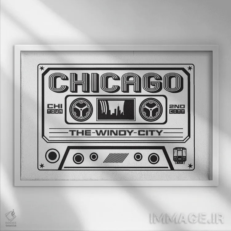 تابلو کاست شیکاگو اثر پرینتهای بنتون پارک (استودیو/گالری هنری) - نمای قابدار سفید