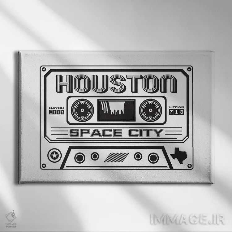 تابلو کاست هیوستون اثر پرینتهای بنتون پارک (استودیو/گالری هنری) - نمای روبهرو روی دیوار