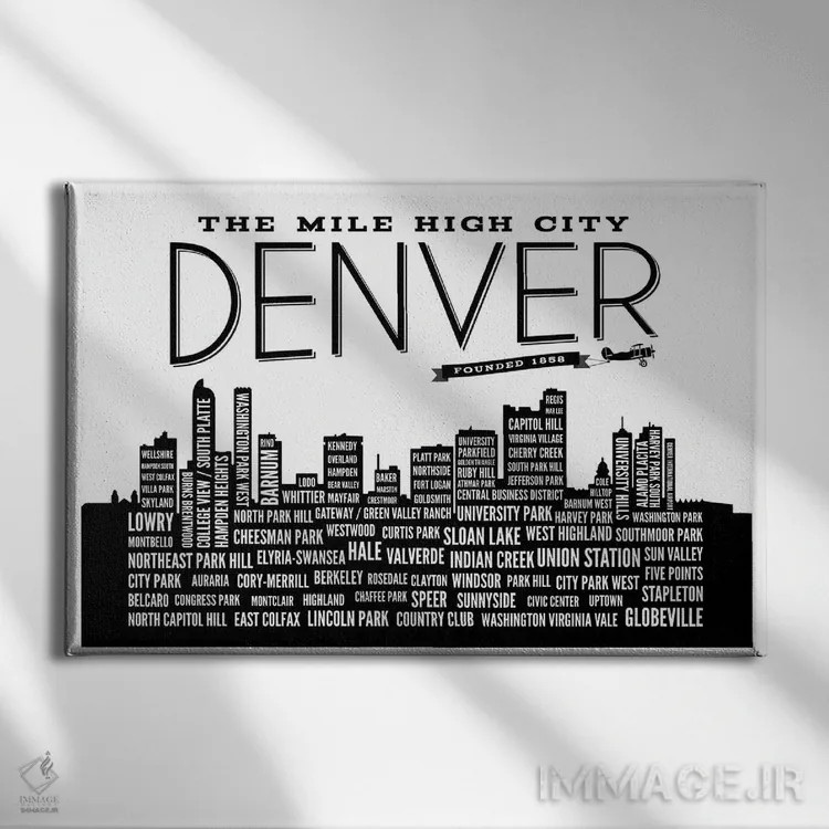 تابلو منظرهٔ محلههای دنور اثر پرینتهای بنتون پارک (استودیو/گالری هنری) - نمای روبهرو روی دیوار