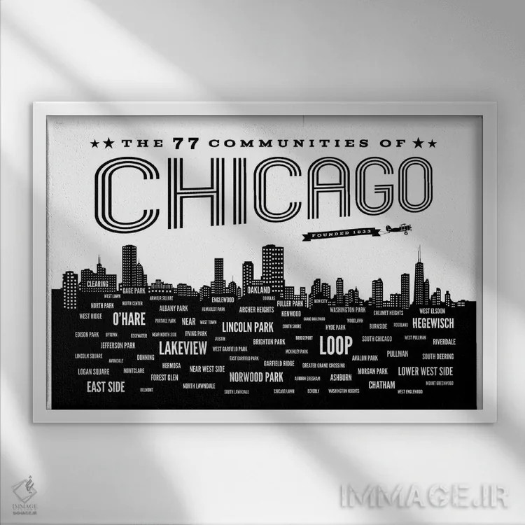 تابلو اجتماعات شیکاگو اثر پرینتهای بنتون پارک (استودیو/گالری هنری) - نمای قابدار سفید