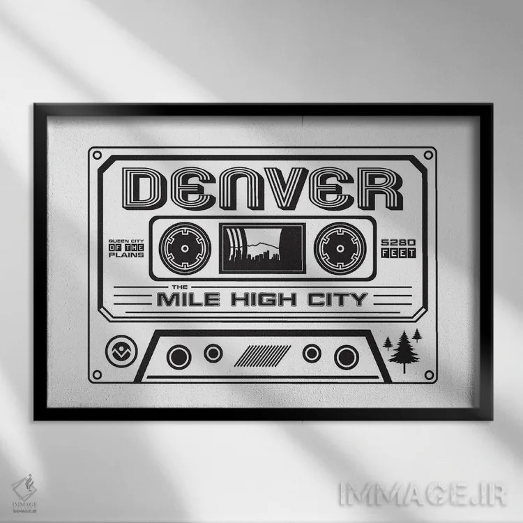 تابلو کاست دنور اثر پرینتهای بنتون پارک (استودیو/گالری هنری) - نمای قابدار مشکی