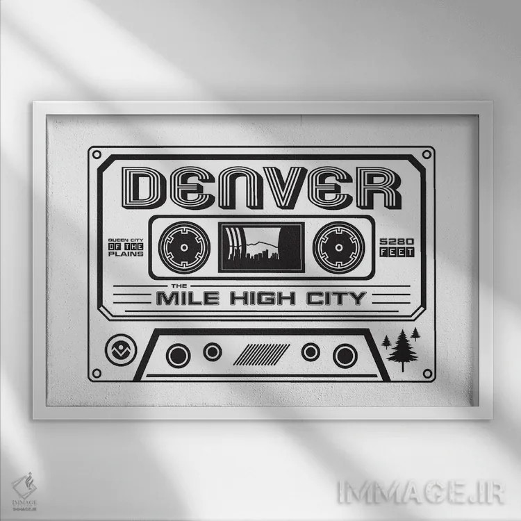 تابلو کاست دنور اثر پرینتهای بنتون پارک (استودیو/گالری هنری) - نمای قابدار سفید