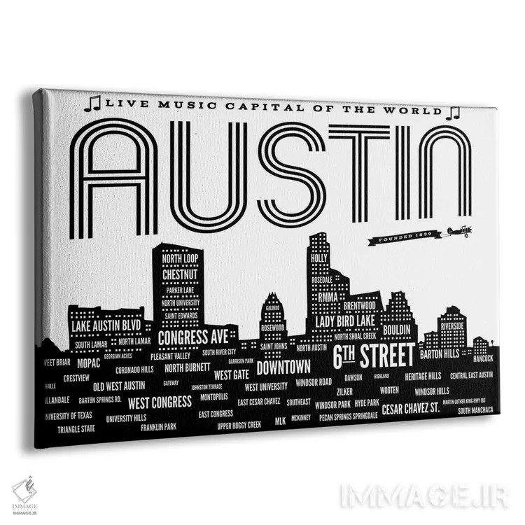 تابلو محلههای آستین اثر پرینتهای بنتون پارک (استودیو/گالری هنری) - نمای پرسپکتیو محصول
