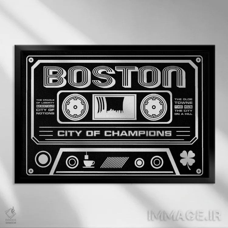 تابلو کاست بوستون اثر پرینتهای بنتون پارک (استودیو/گالری هنری) - نمای قابدار مشکی