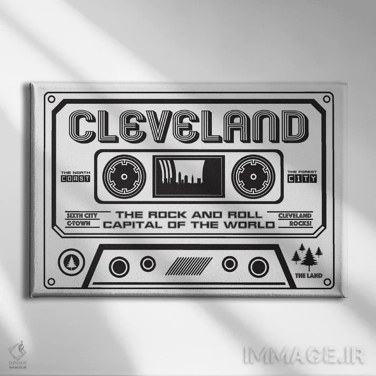 تابلو کاست کلیولند اثر پرینتهای بنتون پارک (استودیو/گالری هنری) - نمای روبهرو روی دیوار