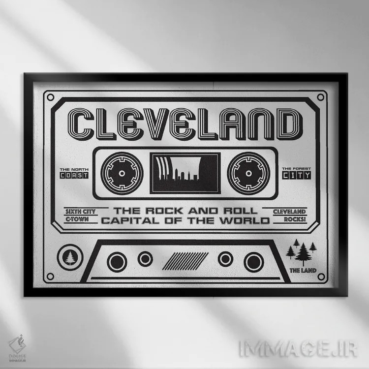 تابلو کاست کلیولند اثر پرینتهای بنتون پارک (استودیو/گالری هنری) - نمای قابدار مشکی