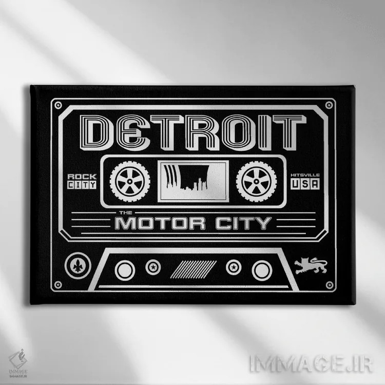 تابلو کاست دیترویت اثر پرینتهای بنتون پارک (استودیو/گالری هنری) - نمای روبهرو روی دیوار