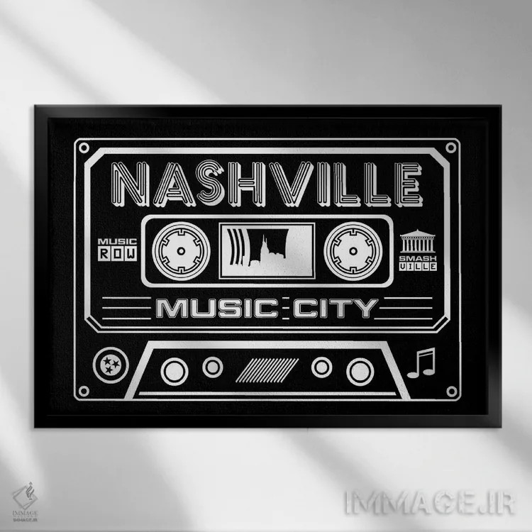 تابلو کاست نشویل اثر پرینتهای بنتون پارک (استودیو/گالری هنری) - نمای قابدار مشکی