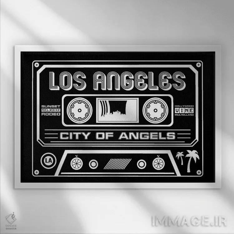 تابلو کاست لسآنجلس اثر پرینتهای بنتون پارک (استودیو/گالری هنری) - نمای قابدار سفید