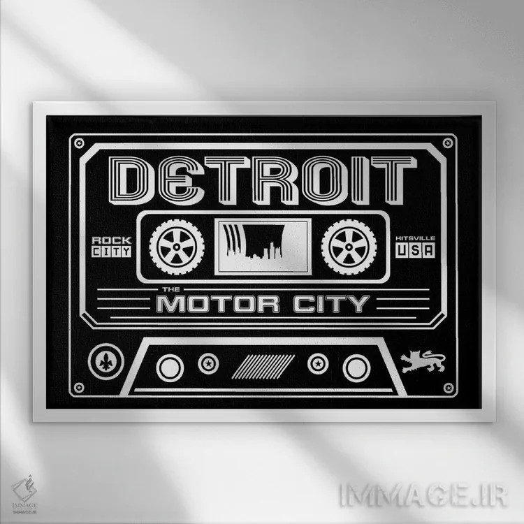 تابلو کاست دیترویت اثر پرینتهای بنتون پارک (استودیو/گالری هنری) - نمای قابدار سفید