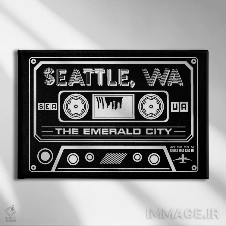 تابلو کاست سیاتل اثر پرینتهای بنتون پارک (استودیو/گالری هنری) - نمای روبهرو روی دیوار