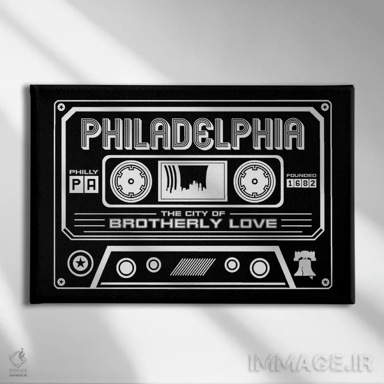 تابلو کاست فیلادلفیا اثر پرینتهای بنتون پارک (استودیو/گالری هنری) - نمای روبهرو روی دیوار