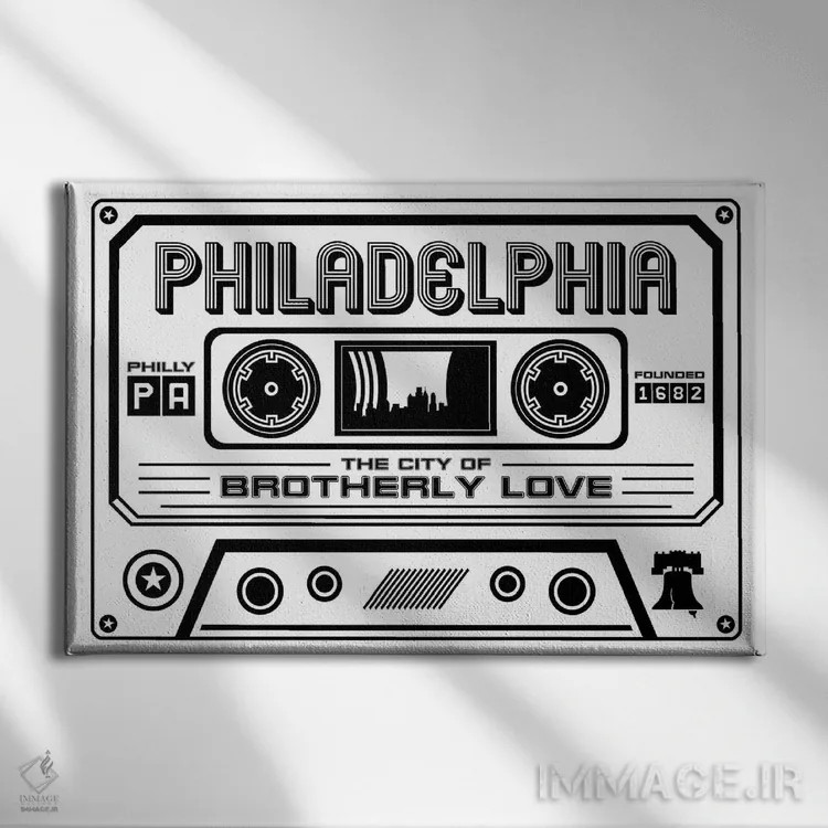 تابلو کاست فیلادلفیا اثر پرینتهای بنتون پارک (استودیو/گالری هنری) - نمای روبهرو روی دیوار